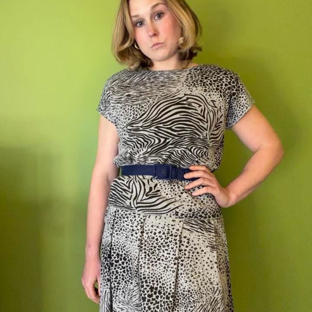 Vintage animal print two piece set